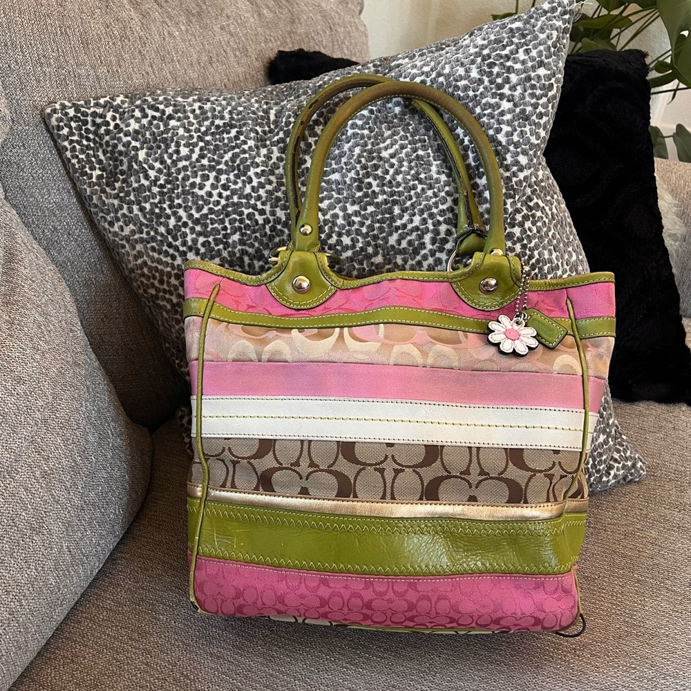 Coach Bleecker Patchwork Jacquard Leather Tote 14726 Rare Daisy Bag - Picture 2 of 13